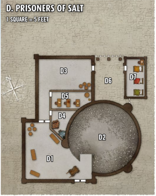 A map of the Salix Salt Works, with labeled rooms